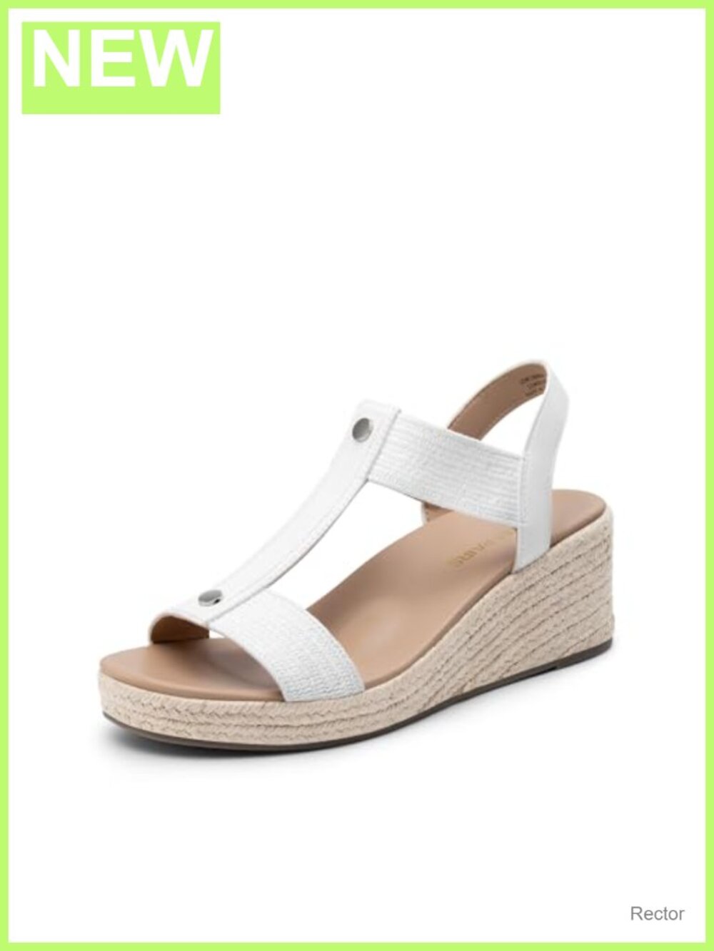 Wedge Sandals with Arch Support & Cushioned Footbed Faux Leather